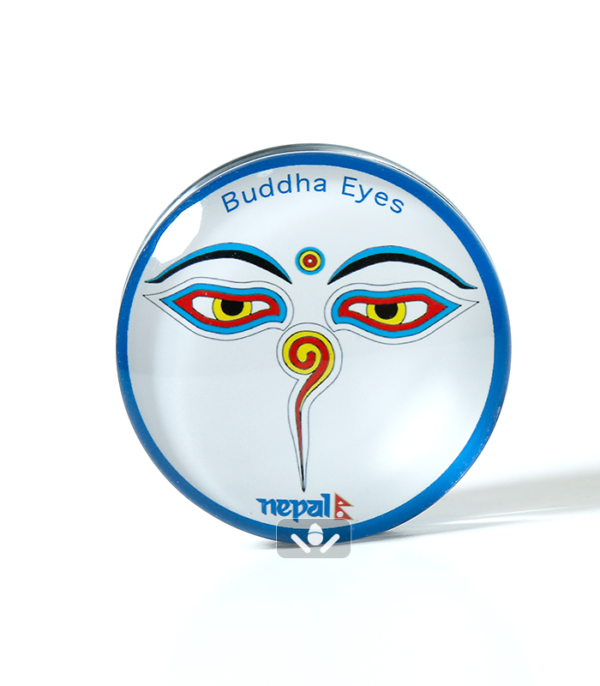 Circular Buddha Eyes Magnet with blue border