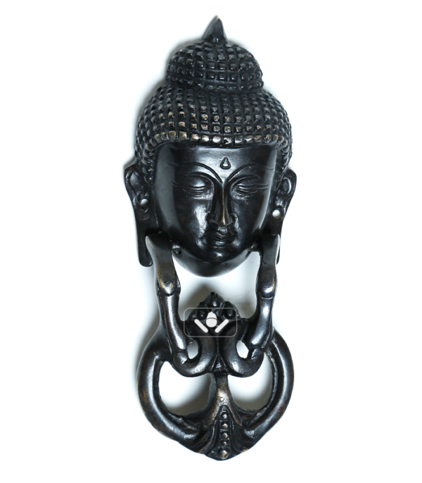 Black Buddha Mask Door Knocker (Front)