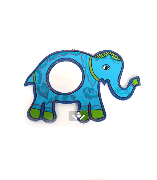 Blue Mithila Art Elephant shaped Mirror