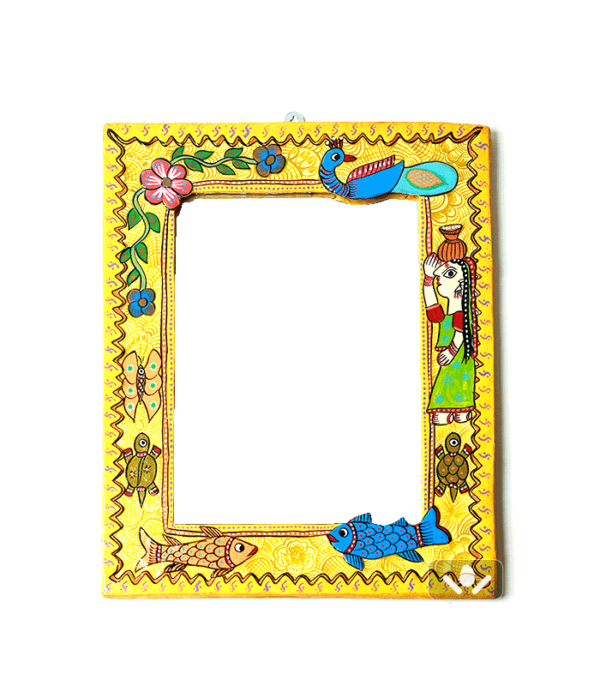 Yellow Mithila Art Mirror