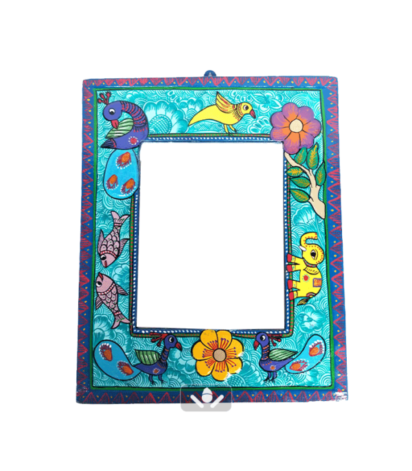 Blue Mithila Art Rectangular Mirror