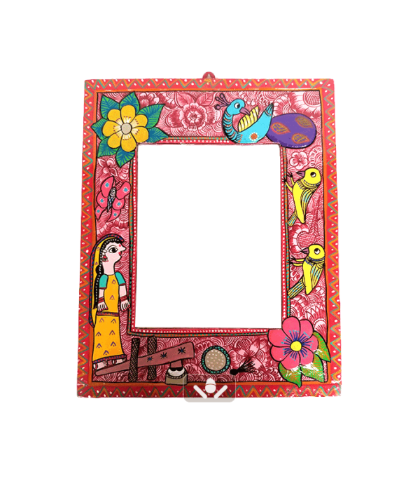 Pink Mithila Art Rectangular Mirror
