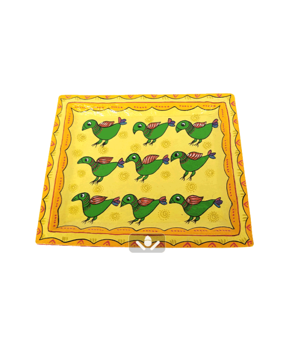 Yellow Mithila art tray- backside
