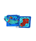 Blue Mithila Art Fish coaster