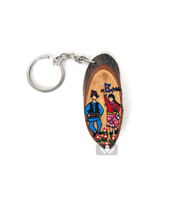 Wooden Keyring with Nepali boy and girl