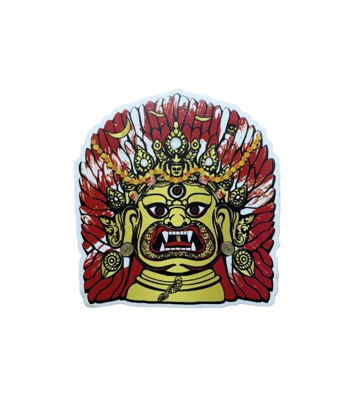 Swet Bhairab Sticker Swet Bhairav sticker vinyl featuring the white Bhairab deity mask of Nepal, traditional Kathmandu cultural design made in Nepal by Swodeshi